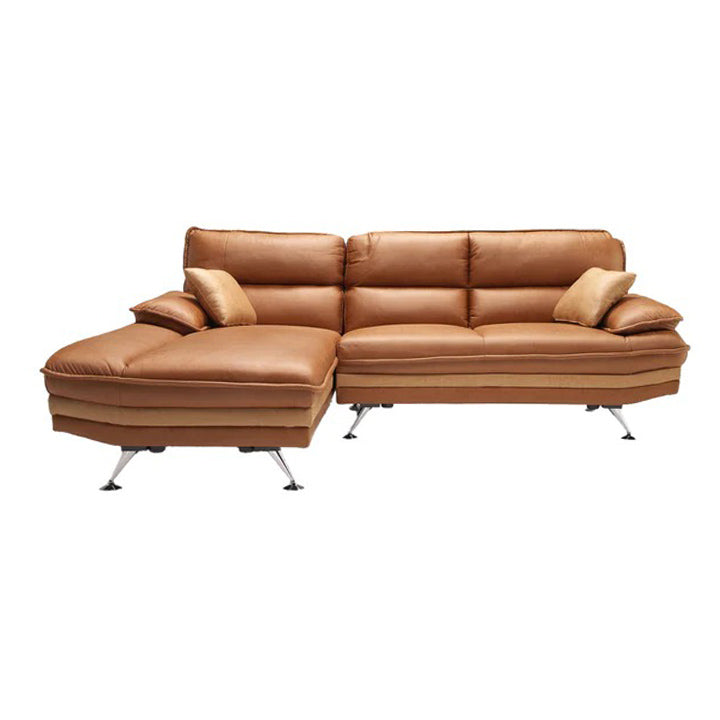 ブラウン カウチスタイルソファ 幅103.38cm ゆったり座れるカウチソファ 3人掛け W240cm｜ ソファ・家具