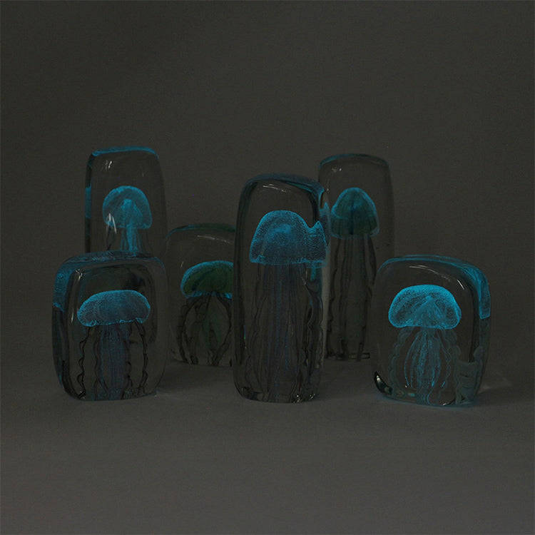 暗いところでは蓄光の光が