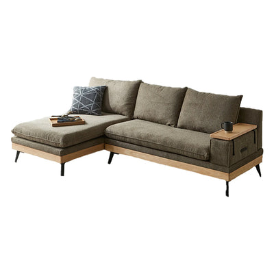 USBコンセント付きカウチソファ(BROWN)