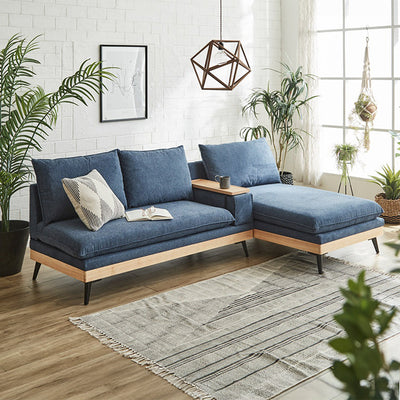 USBコンセント付きカウチソファ(NAVY)