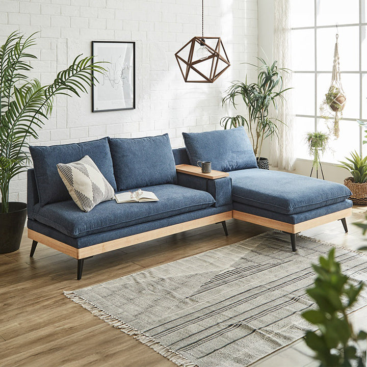 USBコンセント付きカウチソファ(NAVY)