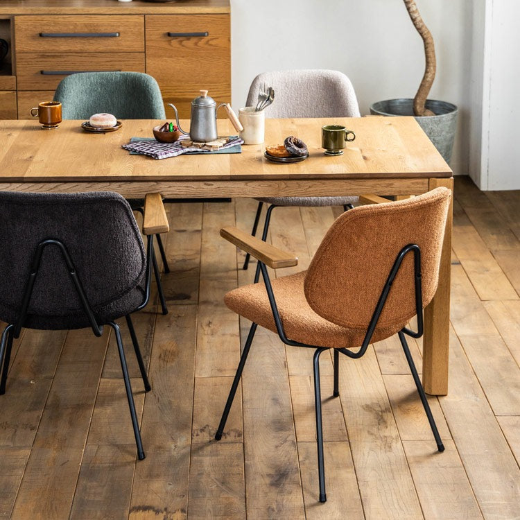 アボック ダイニングチェア 肘付 ファブリック素材 PUレザー スチール